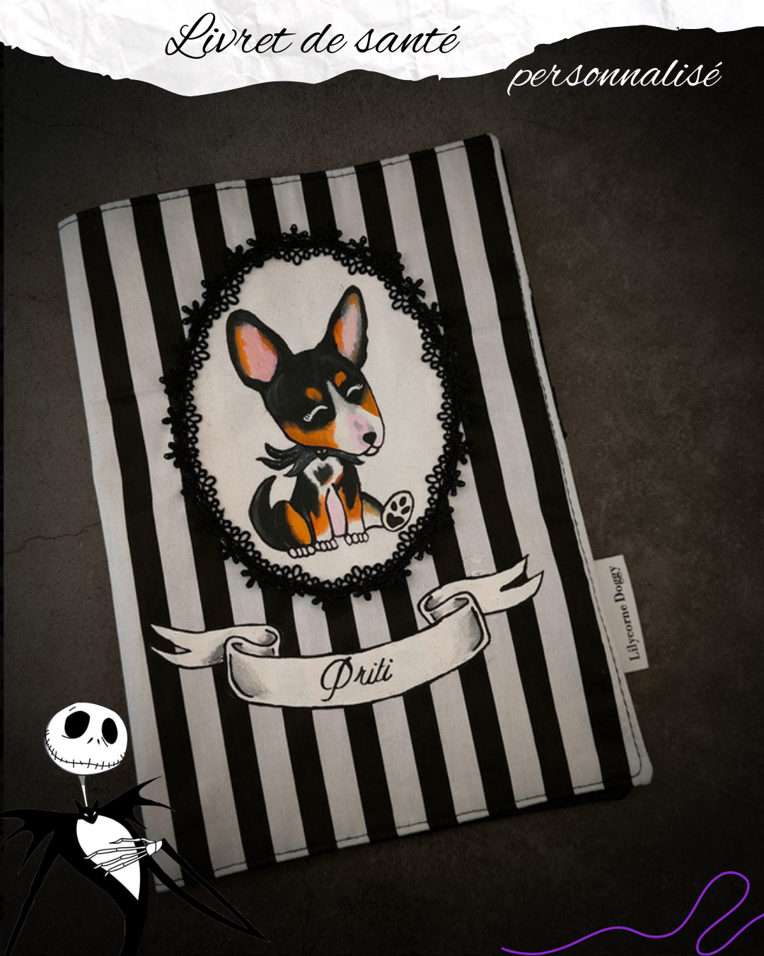 Livret de santé pour chien inspiré de Jack Skellington