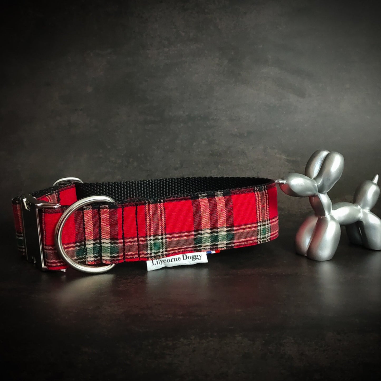 Collier pour chien : tartan rouge