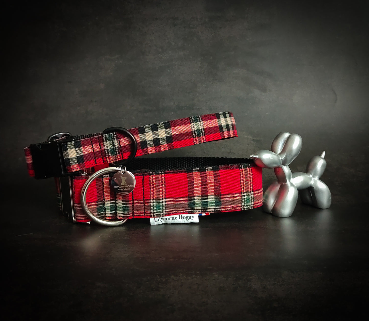 Collier pour chien : tartan rouge