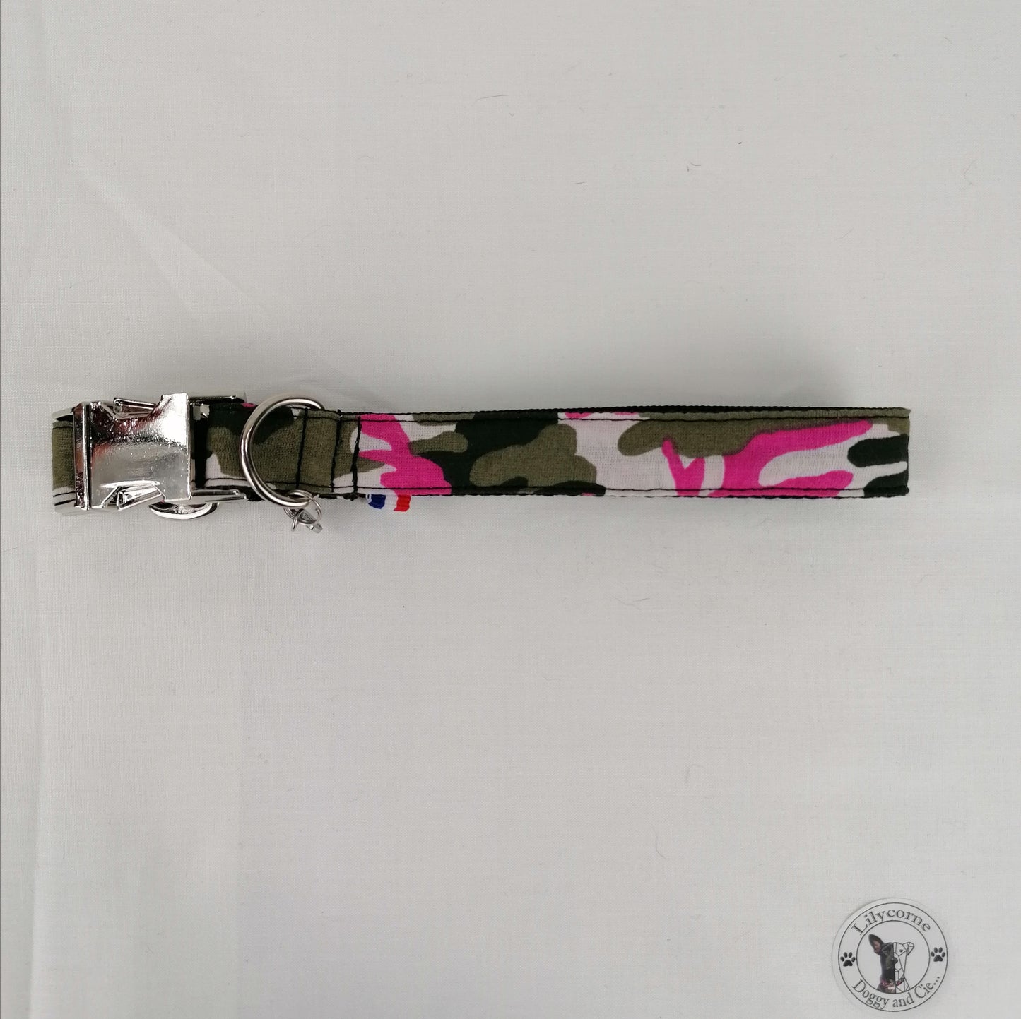 Collier pour chien : militaire rose Girly'cam