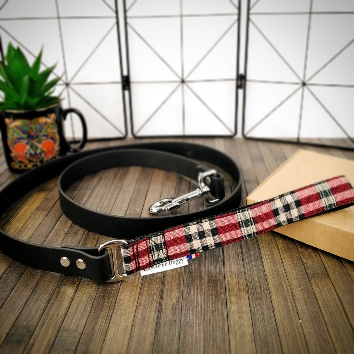 Laisse pour chien tartan rouge
